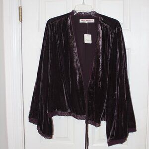 NWT - Free People Lace Trimmed Velvet Top